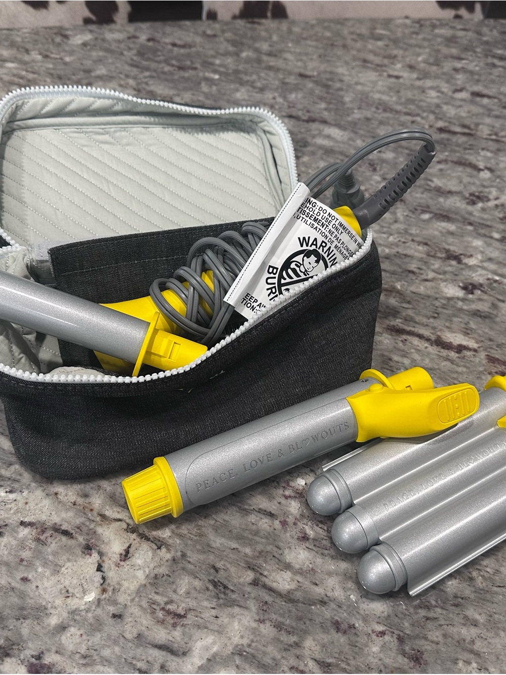Drybar Silver and Yellow Triple Barrel Hair Waver